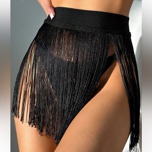 Fringe Trim Cover Up Without Bikini Panty